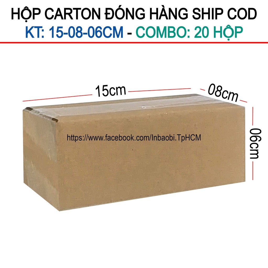 20 Hộp 15x8x6 cm, Hộp Carton 3 lớp đóng hàng chuẩn Ship COD (Green &amp; Blue Box, Thùng giấy - Hộp giấy giá rẻ)