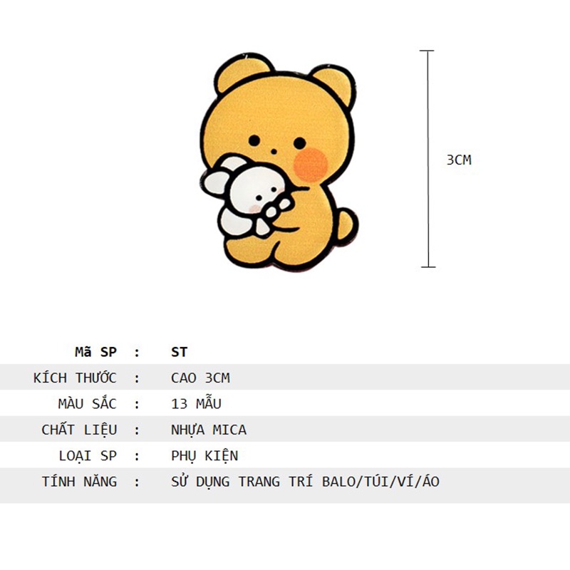 Sticker cute pin cài áo phụ kiện trang trí balo túi xách