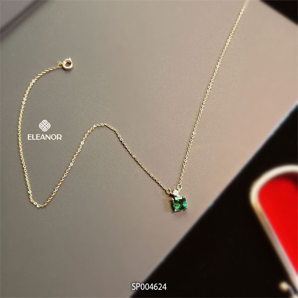 Dây chuyền nữ Eleanor Accessories mặt đính đá xanh sợi mảnh phụ kiện trang sức sang trọng