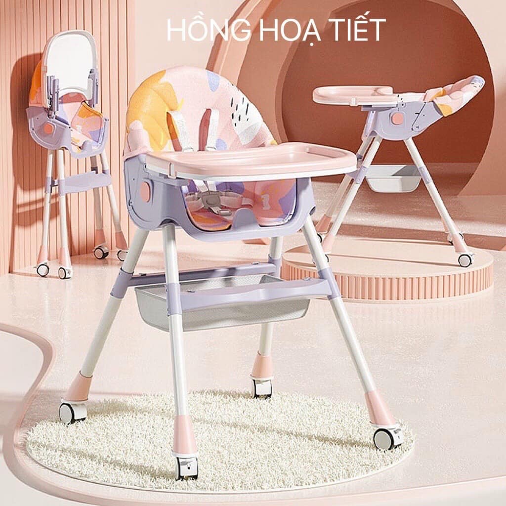 Ghế Ăn Dặm Cao Cấp V-Baby 909 Có Bánh Xe Gập Gọn Nằm , Ngả , Ngồi Chính hãng