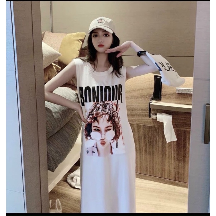 Váy Suông Đầm Dài In Hình Chất Cotton Hàng Loại 1