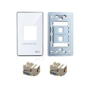 Mặt nạ âm tường 2 cổng (Mạng - thoại -TV) Ổ cắm mạng âm tường