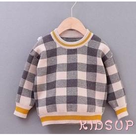 Áo sweater tay dài kẻ sọc caro trẻ trung thời trang thu đông cho bé trai