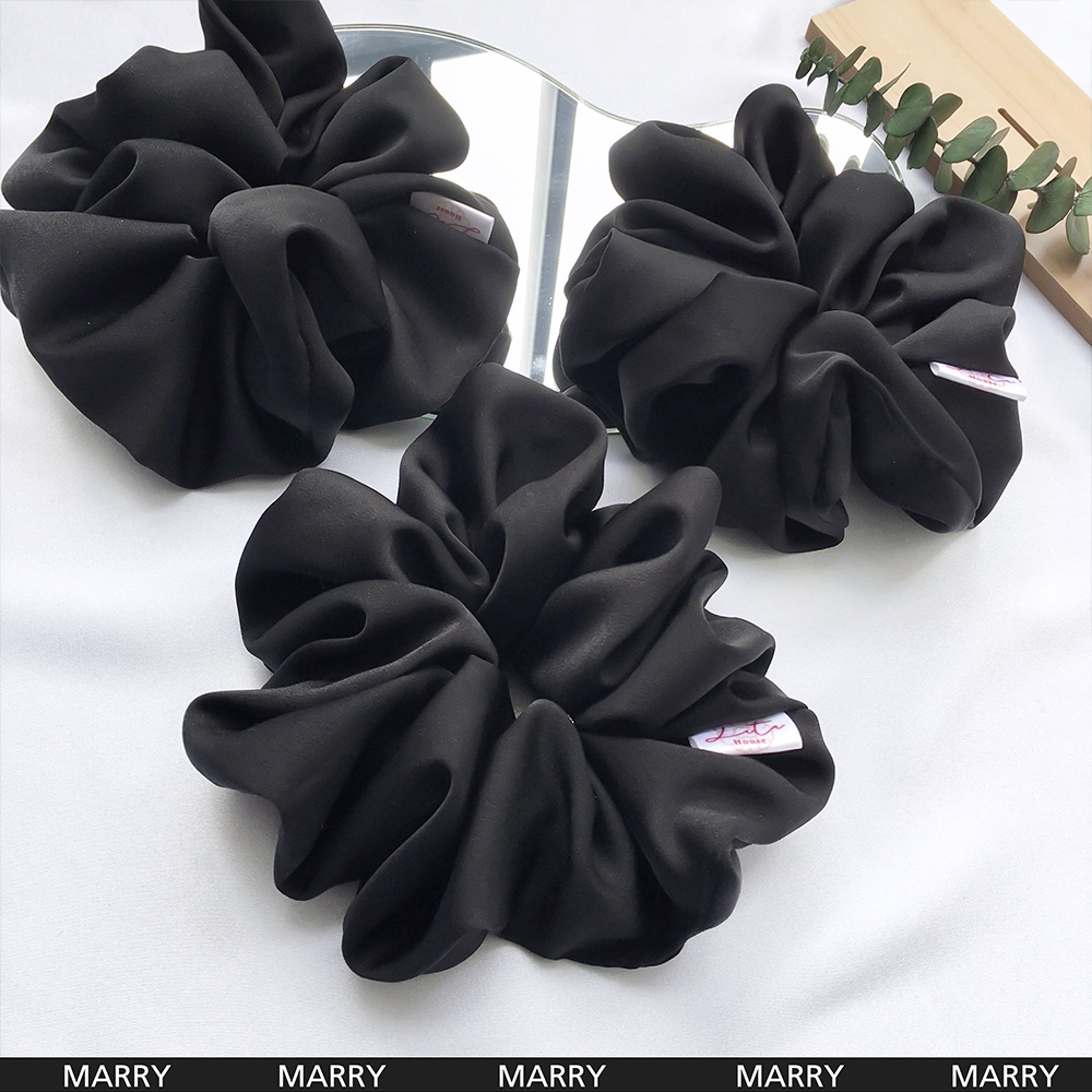 MARRY - Dây chun buộc tóc Lụa Scrunchies Handmade I Opaque Black