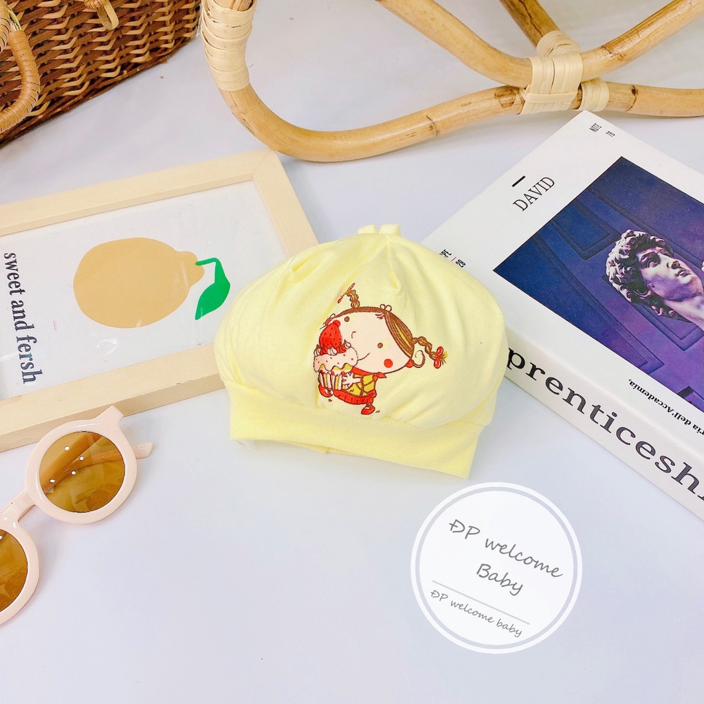 Mũ chụp sơ sinh Hằng Trang Cotton đẹp mềm thoáng thấm hút mồ hôi tốt