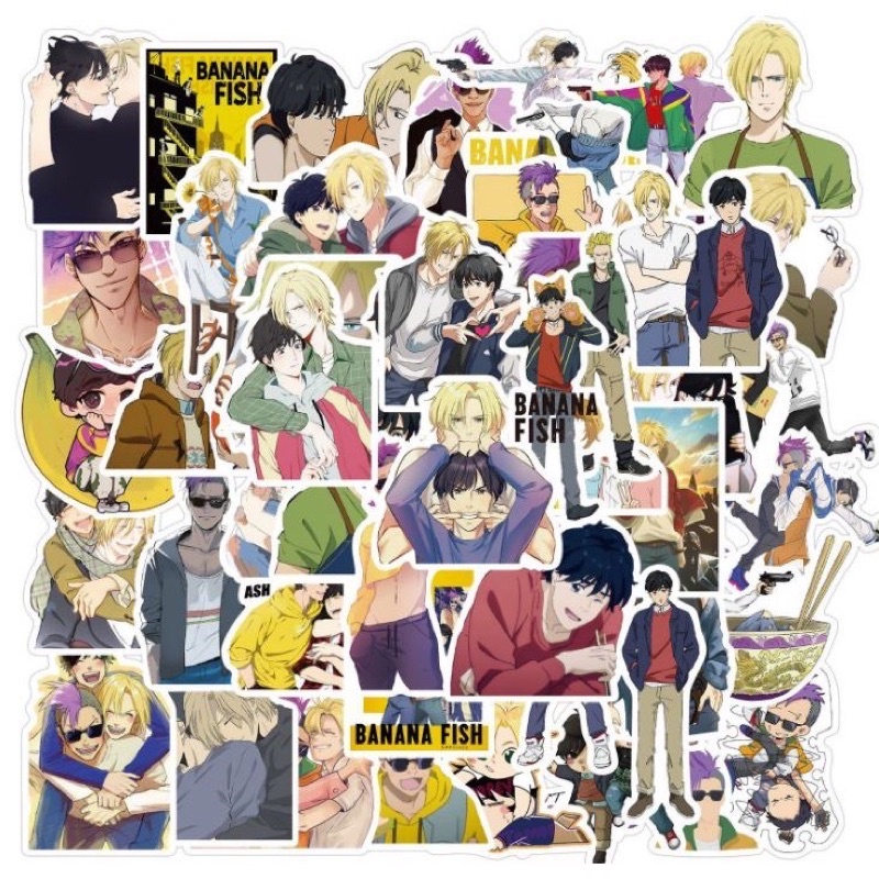 Sticker banana Fl 30-60 cái ép lụa/ hình dán anime banana Flwc