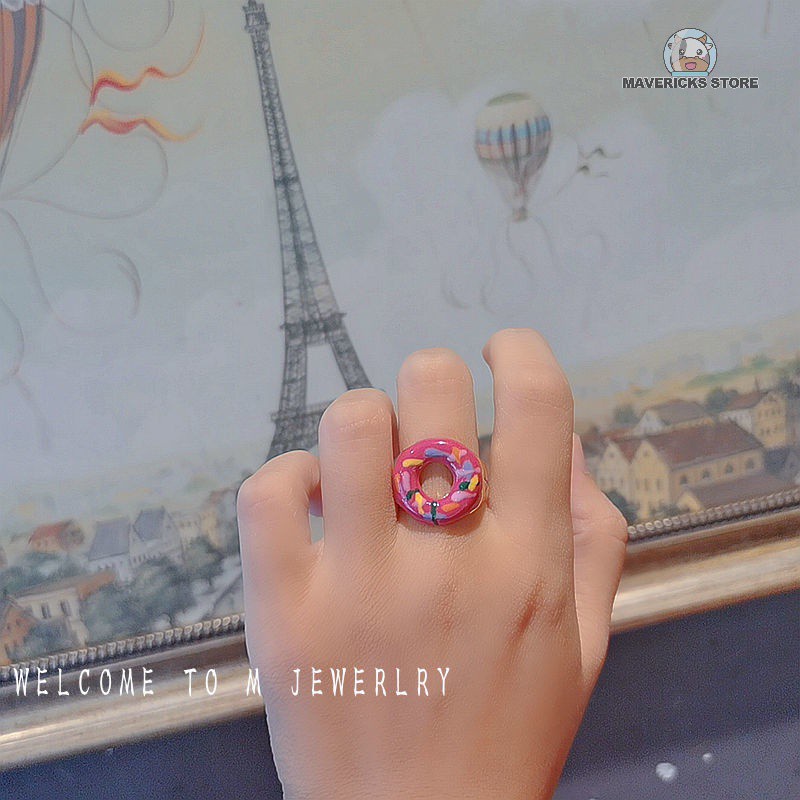 Nhẫn hình bánh donut phong cách Hàn Quốc dễ thương cho cặp đôi