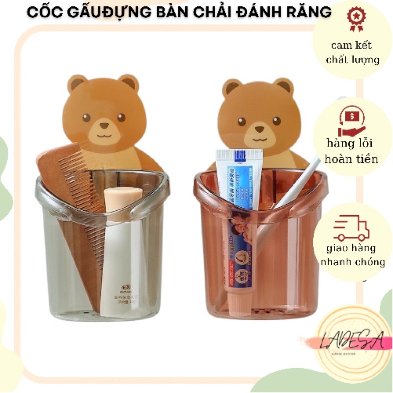 Cốc dán tường  nhà tăm  đựng bàn chải đánh răng hình gấu kute