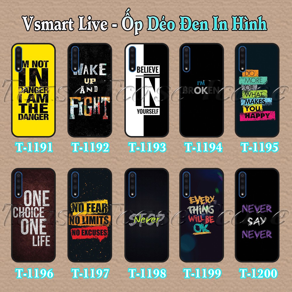 [Mã ELORDER5 giảm 10K đơn 20K] Ốp lưng Vsmart Live dẻo đen in hình Slogan độc