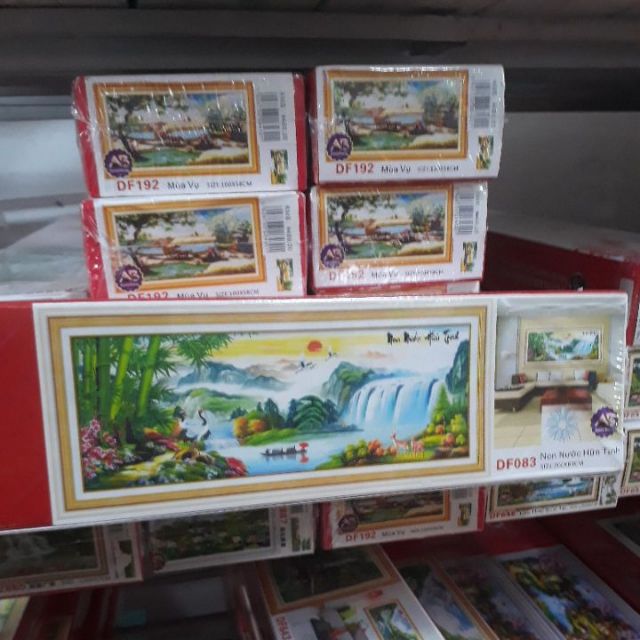 TRANH ĐÍNH ĐÁ NON NƯỚC HỮU TÌNH, DF083, 200X80CM, CHƯA ĐÍNH