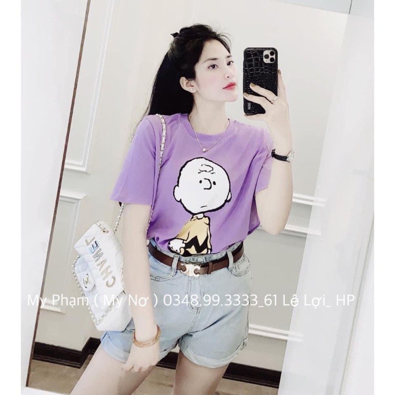 [Mã WASKT410K giảm 10K đơn 50K] ANU208 - ÁO PHÔNG NỮ TÍM HÌNH BÉ TRẮNG | BigBuy360 - bigbuy360.vn