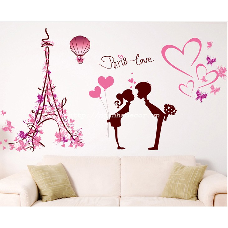 Decal Dán Tường Tình yêu Paris