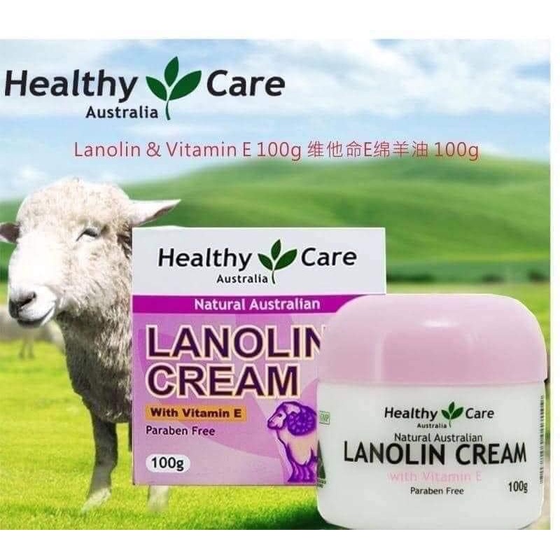 KEM DƯỠNG DA CHIẾT XUẤT TỪ NHAU THAI CỪU CỦA ÚC HEALTHY CARE LANOLIN CREAM WITH SHEEP PLACENTA 100G CHÍNH HÃNG - 9794