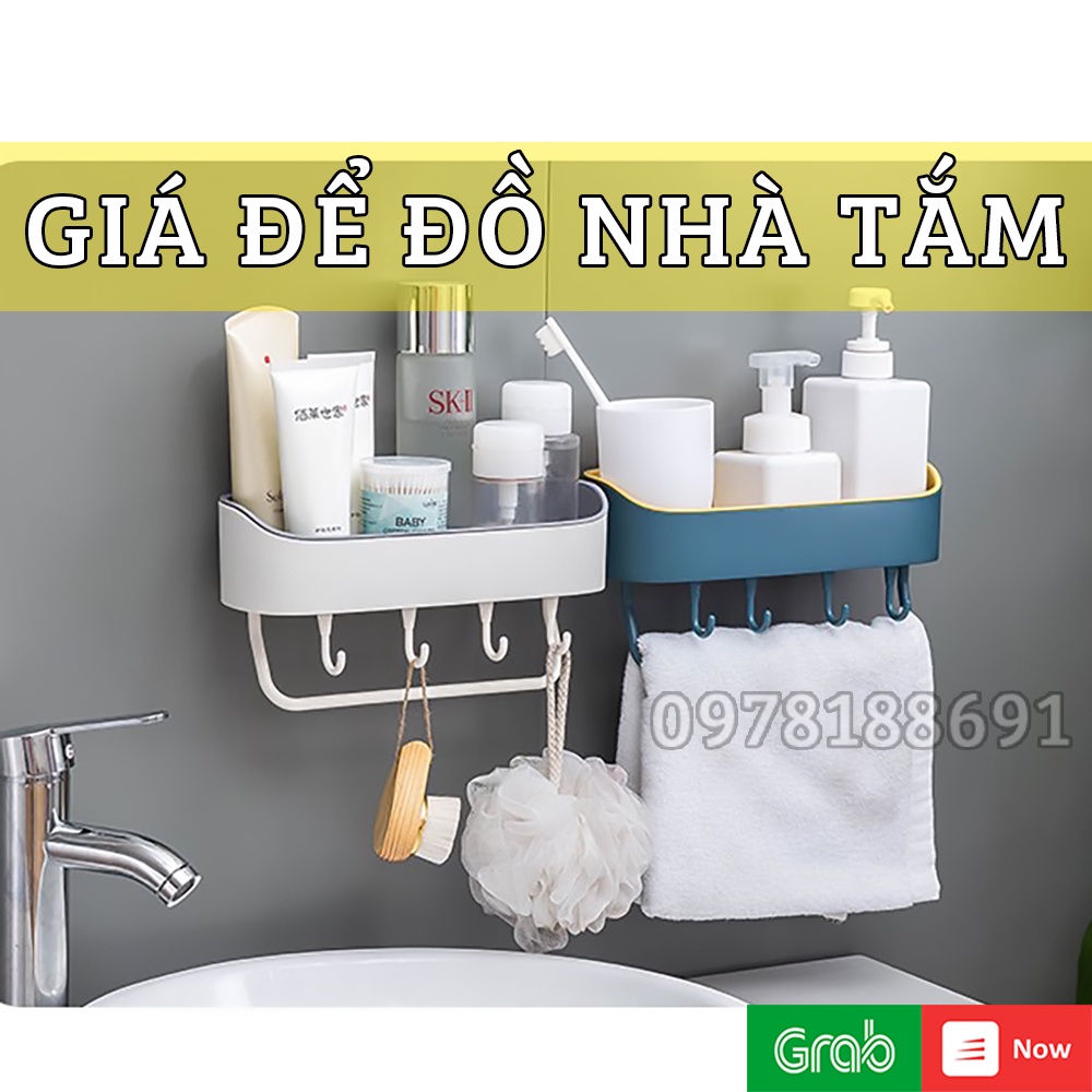 Kệ Gắn Tường Để Đồ Nhà Bếp, Nhà Tắm Đa Năng – Giá Để Đồ Kèm Móc Treo