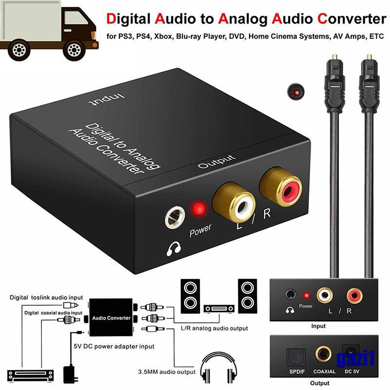 (gazi1) Optical Coax Toslink Digital to Analog Converter RCA L/R Stereo Audio Adapter