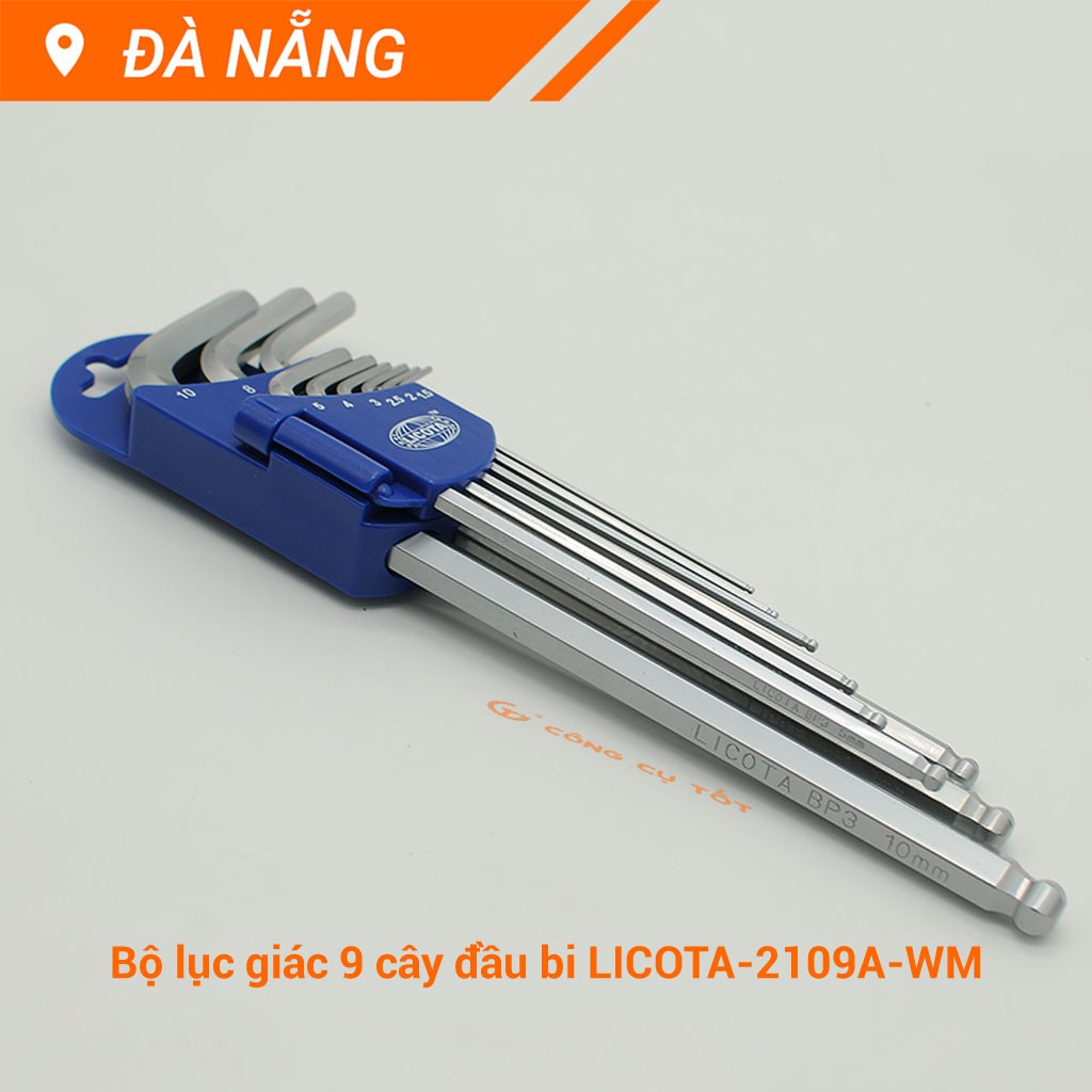 Bộ lục giác 9 cây đầu bi LICOTA TW-21009A-WM