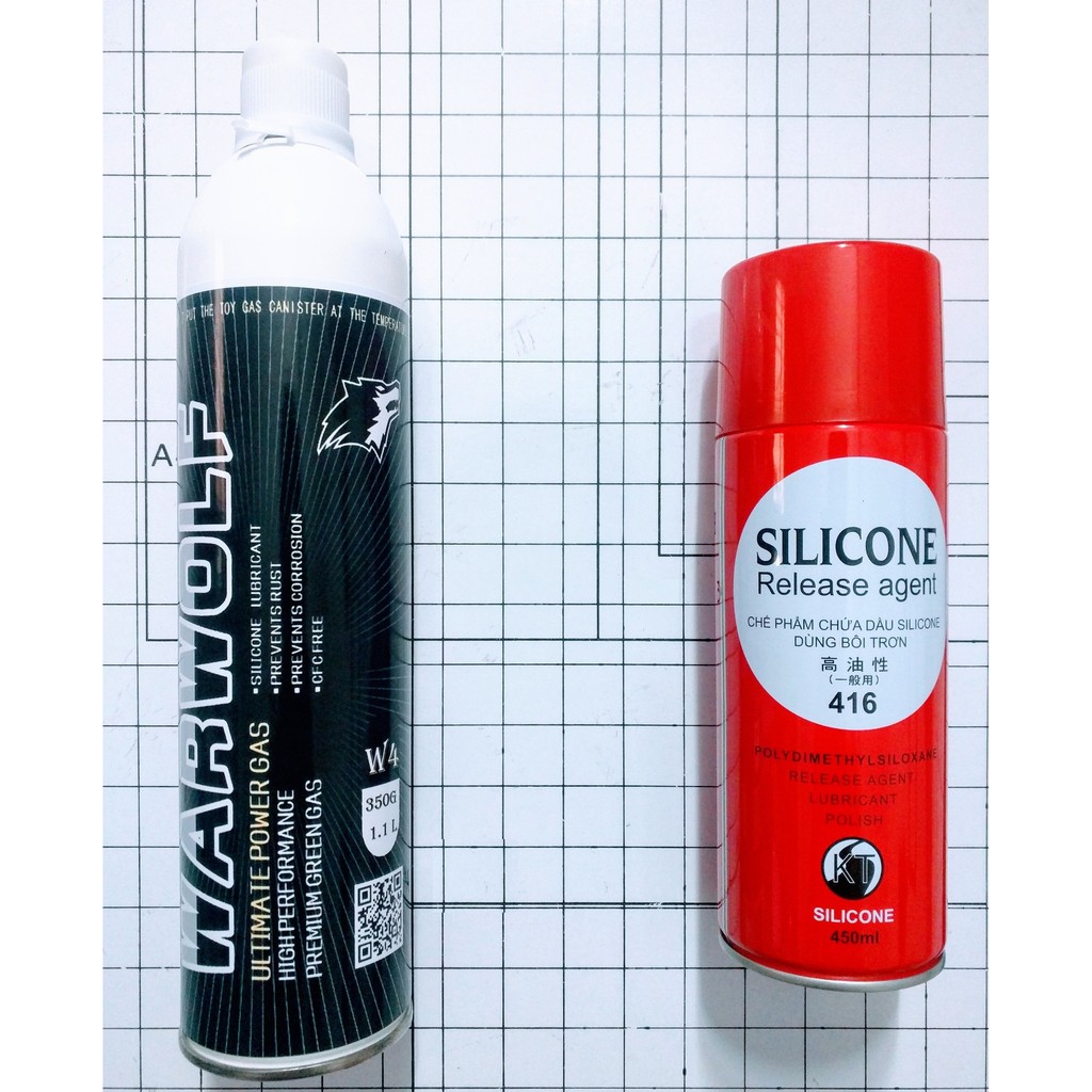 Combo Green Gas W4 1100ml và Silicone 416 bôi trơn