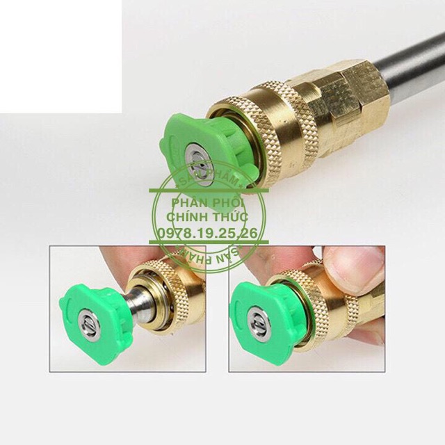 Bộ 4 Béc Phun - Đầu Béc Gắn Súng Xịt Rửa Của Máy Rửa Xe Áp Lực Cao - Ren Nối Nhanh
