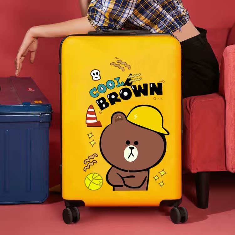 Vali Kéo Du Lịch In Hình Gấu Cool Brownie Friend Line’s Nhiều Màu