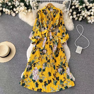 [ORDER] ĐẦM XẾP TAY BỒNG HOẠ TIẾT CỘT NƠ