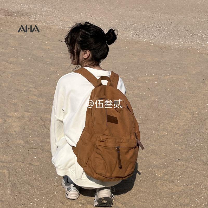 Balo AHA official đi học vải canvas phong cách cổ điển mỹ cá tính cho nam và nữ