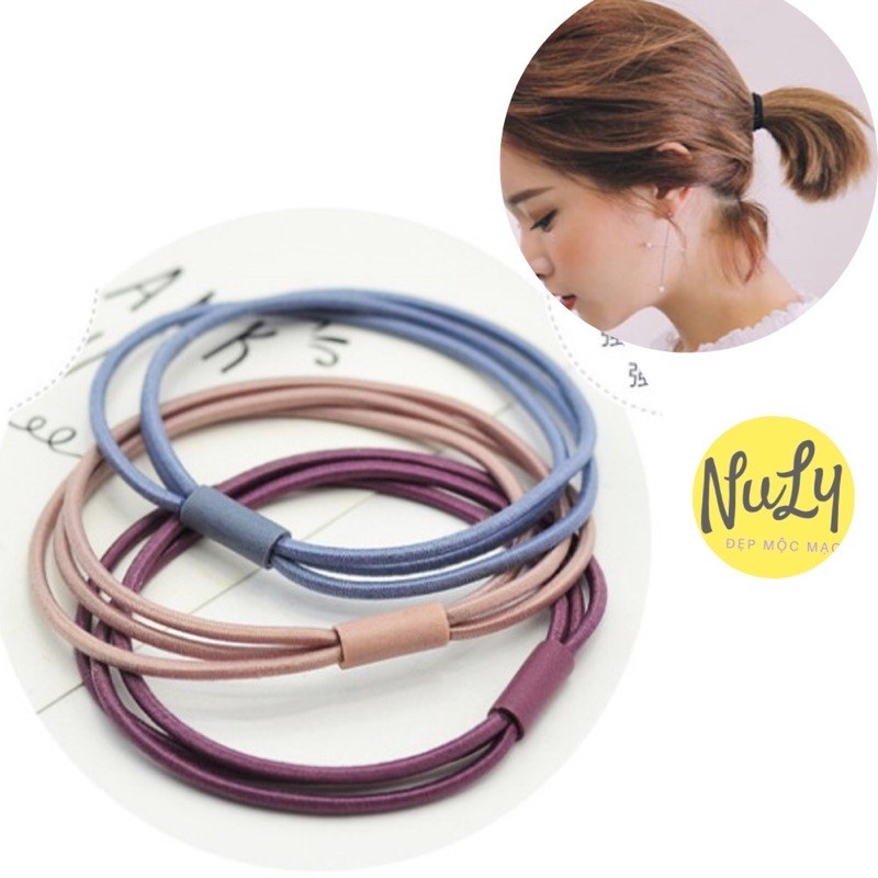 Combo 5 Chun Buộc Tóc Hàn Quốc 3 Sợi Nhiều Màu Chắc Chắn - Thun siêu bền dai co giãn tốt, hàng chính hãng loại 1