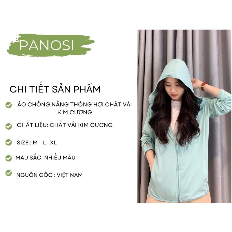 Áo chống nắng nữ thông hơi thoáng mát chất vải kim cương chống nắng, cống tia UV - A142 - PANOSI