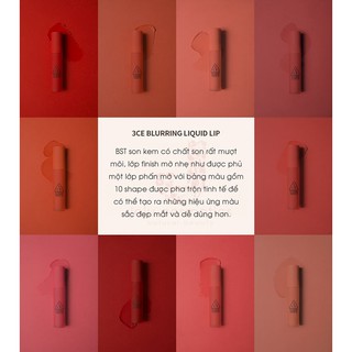 3CE - Son kem lì mềm Blurring Liquid Lip