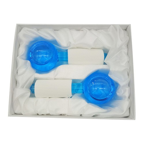 Qủa cầu masage mặt, thanh lăn đá lạnh se khít lỗ chân lông hộp 2 quả