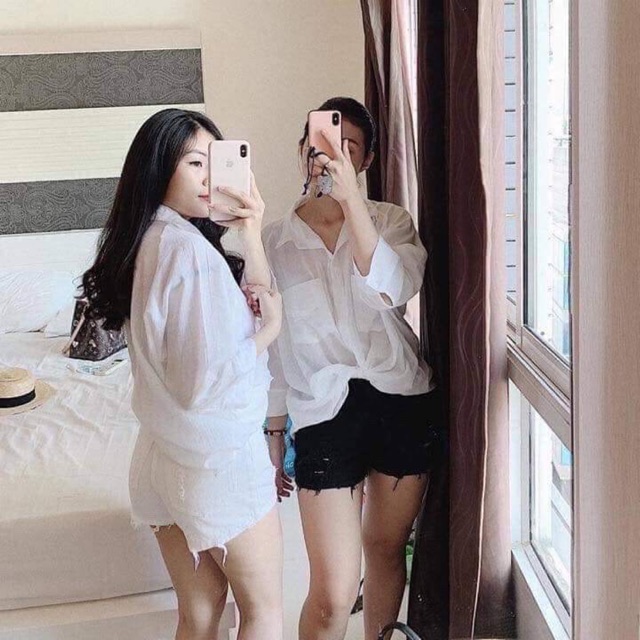 Áo sơ mi trắng cổ đức 2 túi