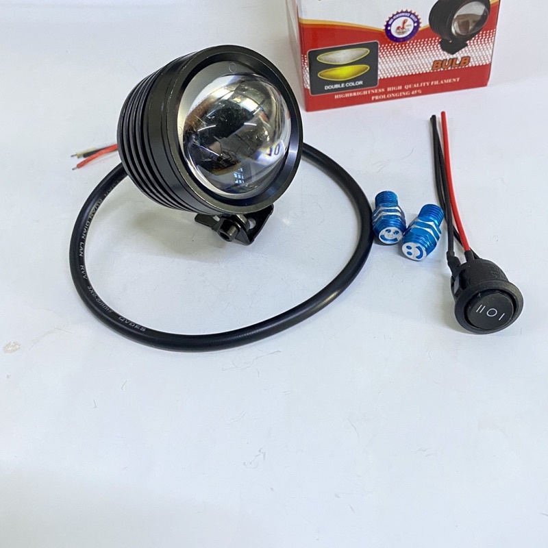 Đèn trợ sáng L4 bi cầu 2 màu Cos vàng Pha trắng.