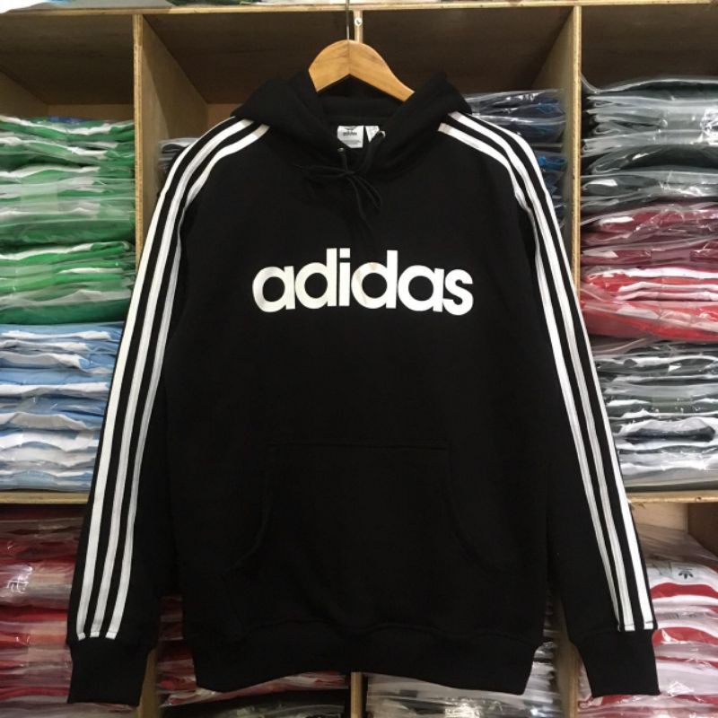 Áo Khoác Hoodie In Logo Adidas Phối 3 Sọc Cá Tính