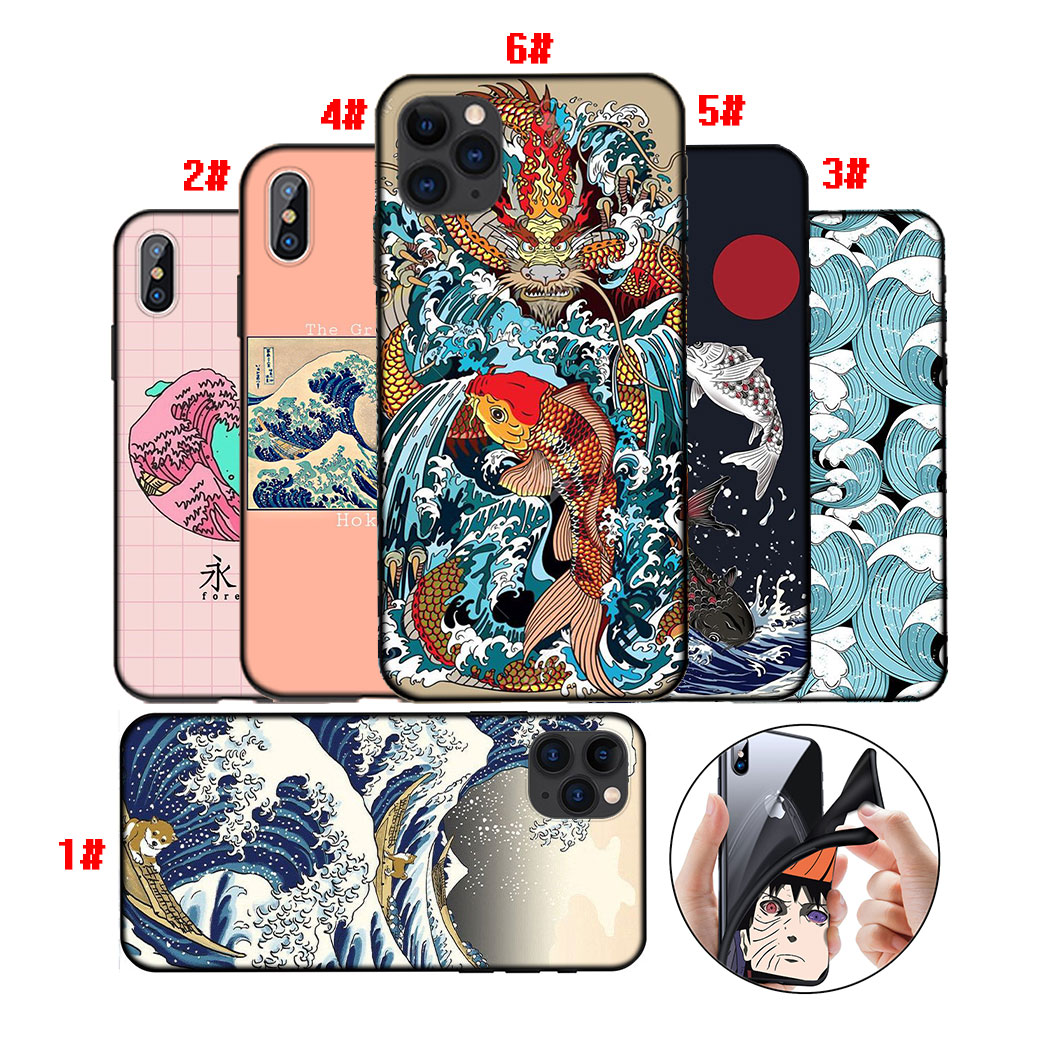 Ốp Điện Thoại Silicon Mềm Đen Hình Hokusai The Great Wave Cho Iphone 11 Pro Max 12 Mini Pro Xs Max Se 2020 Xc50