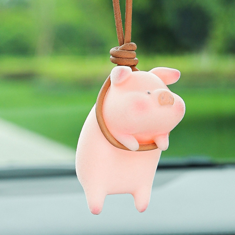 Dây Treo Kính Chiếu Hậu Trang Trí Nội Thất Xe Hơi Hình Chú Heo Dễ Thương