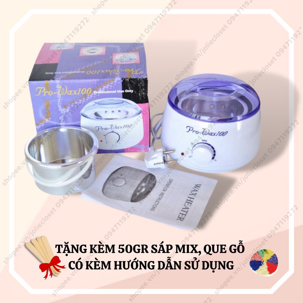 Nồi nấu sáp wax lông chuyên dụng pro 100, tặng kèm 50gr sáp wax lông và que gỗ