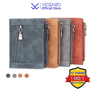 Ví Da Nam Xốp VICENZO Dáng Đứng Mẫu Baelery Có Khóa Kéo Gập, Ví Nam Đựng Tiền Và Thẻ Mã VN05
