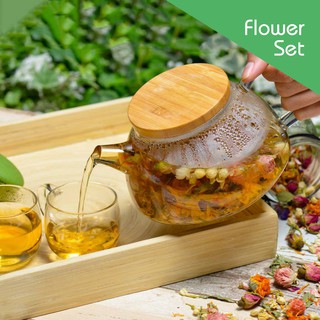 Bộ ấm trà thủy tinh chịu nhiệt S092F - Bình trà thủy tinh Borosilicate có lọc trà Samahome