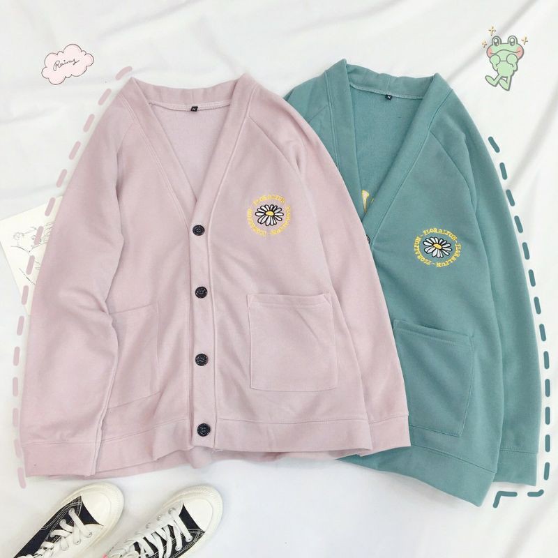 Áo khoác nỉ Cardigan FLORAL FUN form rộng unisex