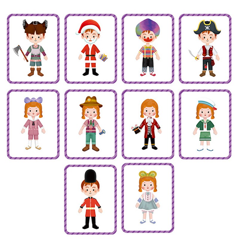 Bộ Xếp Hình Thay Quần Áo Bé Trai Và Gái Bằng Gỗ Gắn Nam Châm Cho Bé