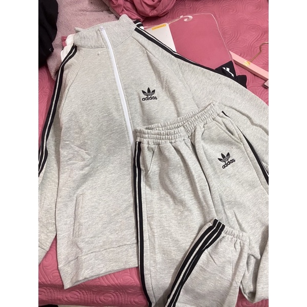 [Ảnh thật] Set bộ thể thao viền sọc thêu logo unisex QC nỉ tàu siêu dày (annstore)
