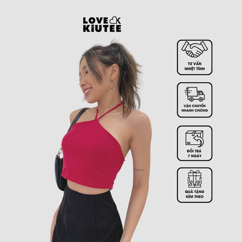 Áo ngắn kiểu cột cổ tam giác My Kind Of tie Halter Top nhiều màu LOVEKIUTEE