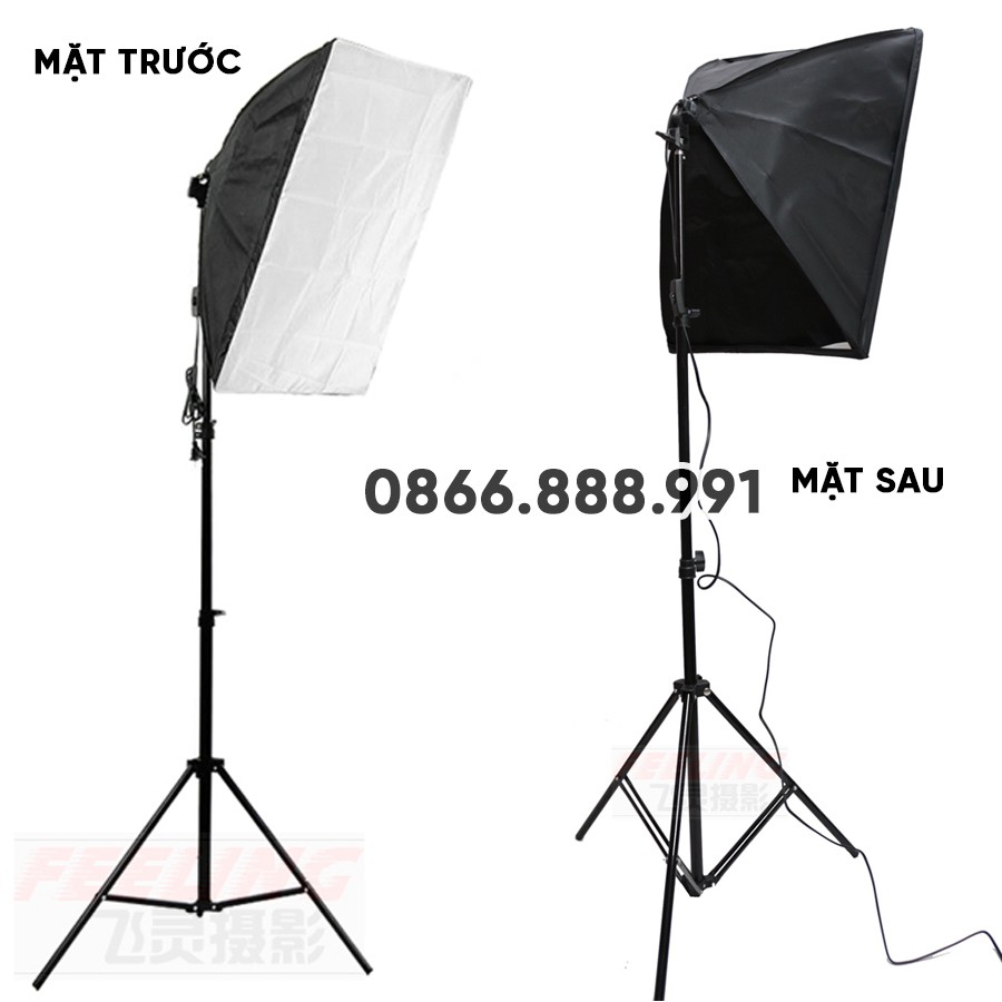 Bộ Đèn Studio Chụp Ảnh Sản Phẩm Chân Đèn 2m Kèm Softbox 50x70 Hỗ Trợ Sáng, Có Thể Mua Kèm Bóng 150W