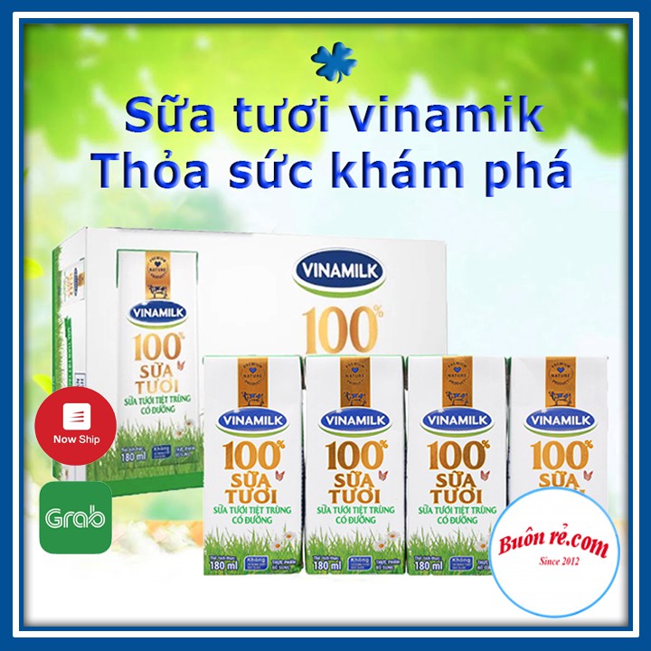 Sữa tươi Vinamik tiệt trùng 100% - 1 vỉ 4 hộp 180ml - cung cấp dinh dưỡng _ 01218 _ Buonrecom