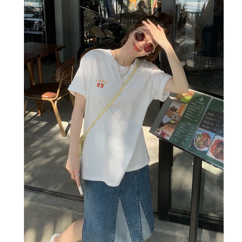 Áo Thun Tay Ngắn Dáng Rộng In Hình Thời Trang Mùa Hè Hàn Quốc Dành Cho Nữ