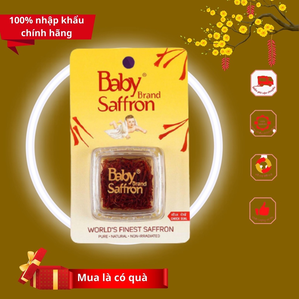 Saffron, nhuỵ hoa nghệ tây BABY SAFFRON Ấn Độ nhập khẩu CHÍNH HÃNG, loại 1gr