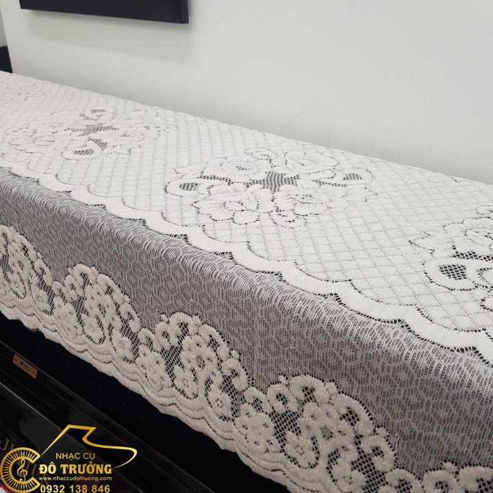Khăn phủ đàn Piano vải ren trắng dày đẹp