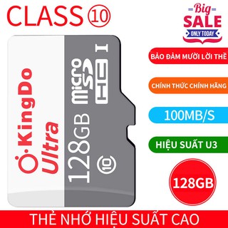 【Đầu đọc thẻ miễn phí】Kingdo 128GB Thẻ nhớ MicroSD Class 10 Tốc độ cao (màu xám)