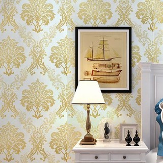 1 mét decal giấy dán tường châu âu vàng khổ 45cm sẵn keo