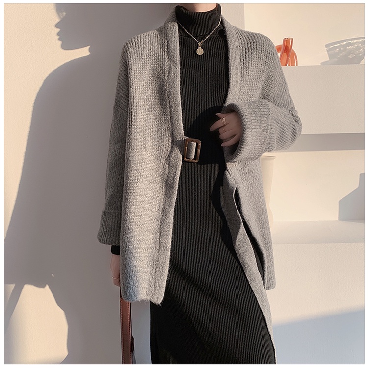 SET ÁO KHOÁC CARDIGAN LEN CÓ ĐAI+ VÁY LEN 2 DÂY  MÃ K99693