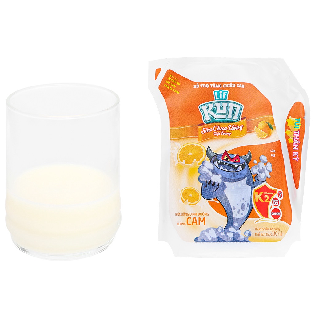 [HSD 11-2022] Thùng 24 Túi Sữa Chua Uống Hương Cam LiF Kun 110ml